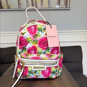 Juicy Couture Rose Print Backpack - Pink and Green